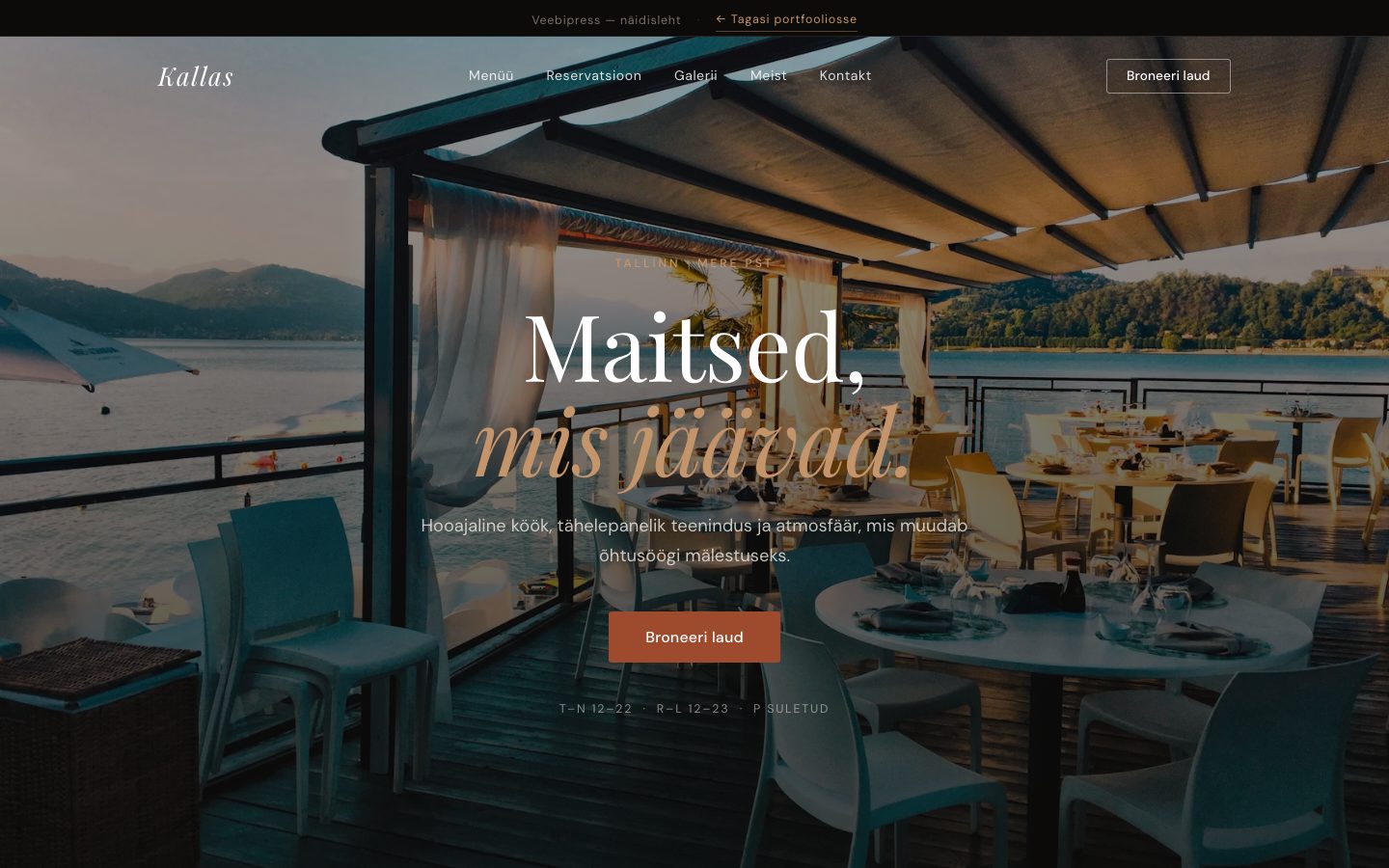 Kallas Restoran näidisleht